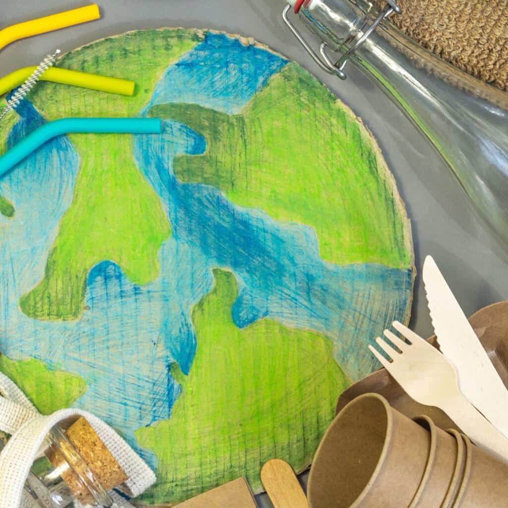 Earth surrounded by circular arrows