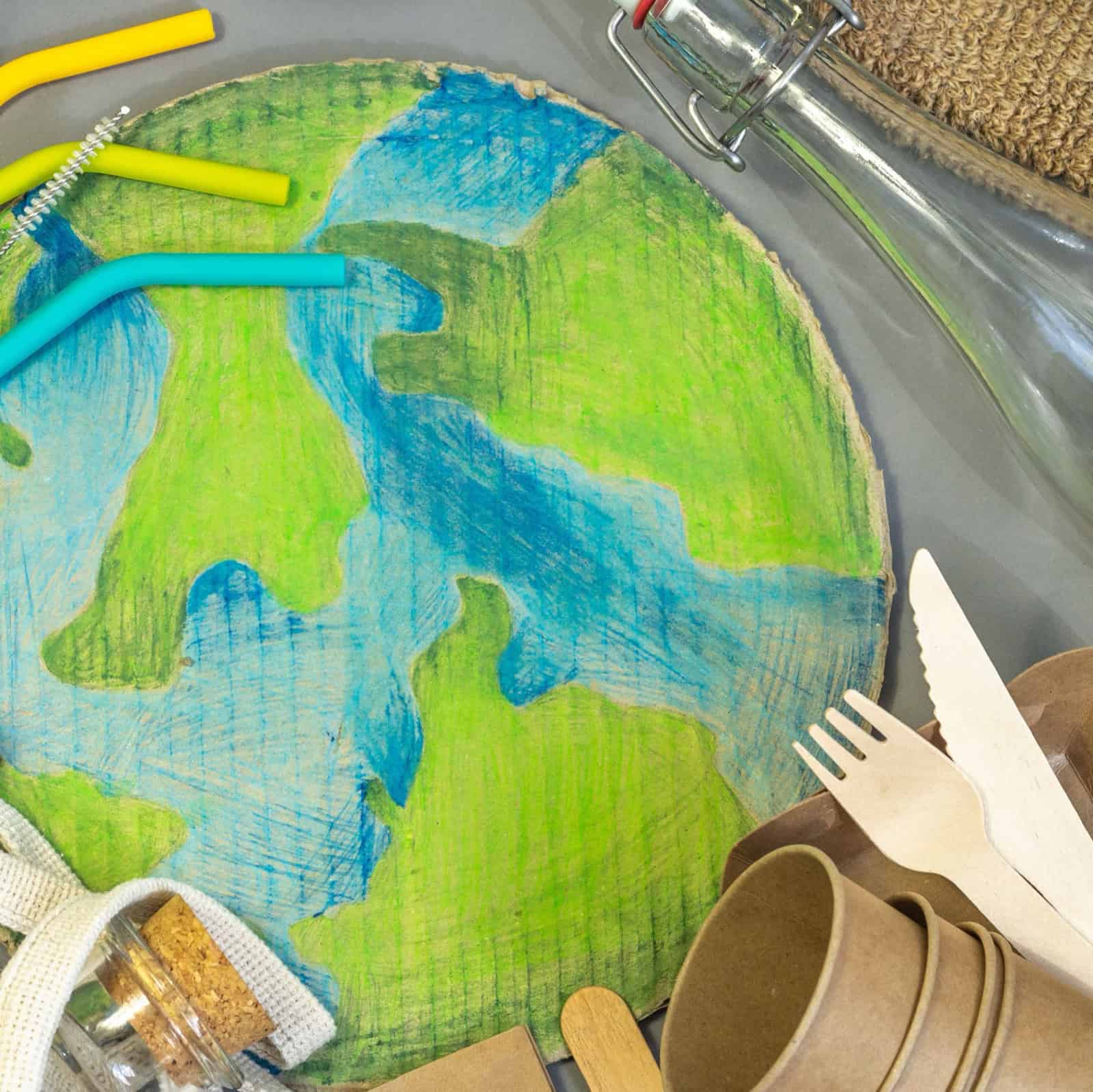 Earth surrounded by circular arrows