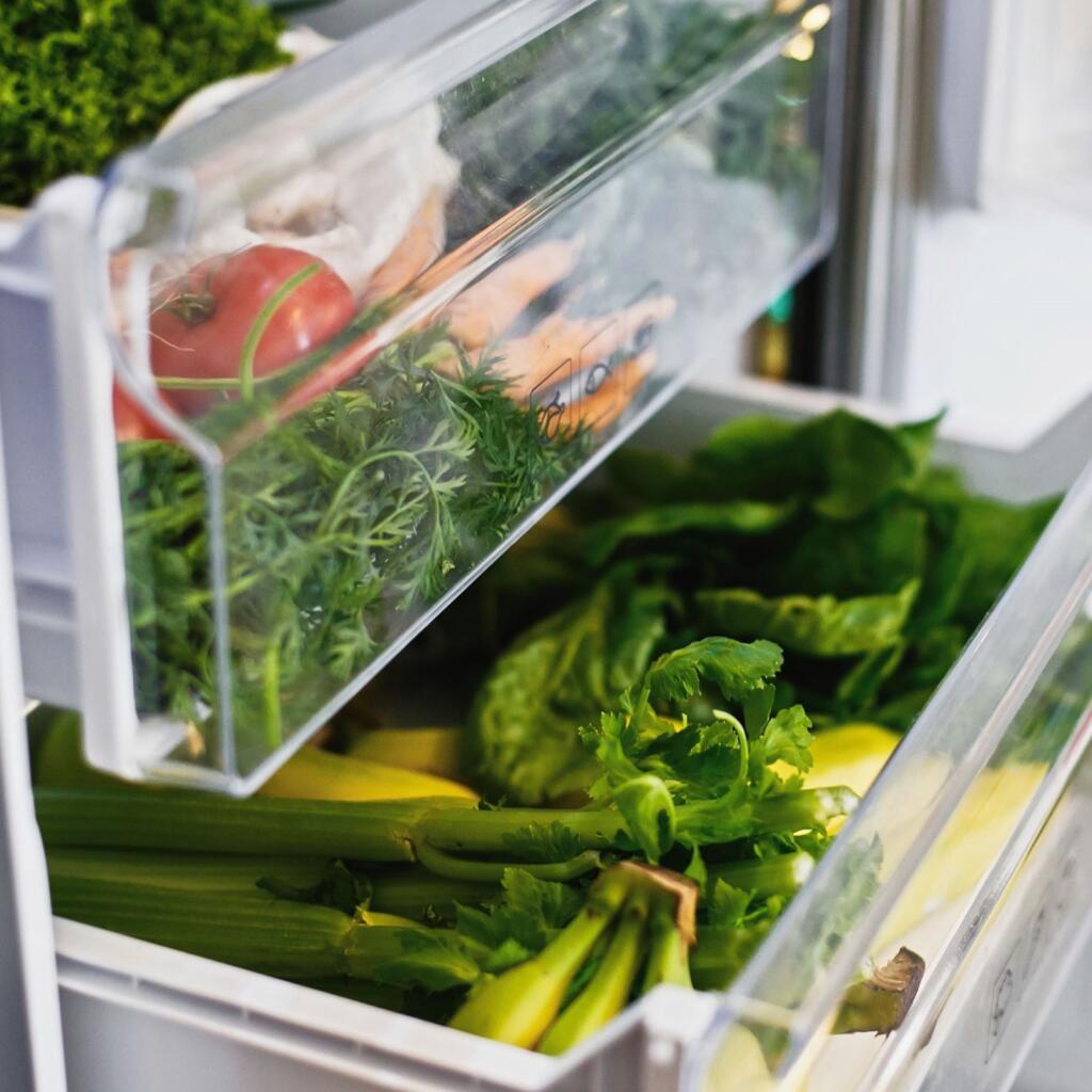 Produce in a refrigerator drawer